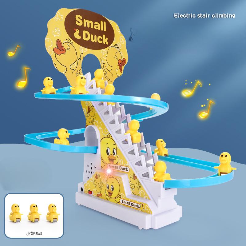 Children's Little Ducks Climb Stairs, Assemble Electric Tracks, and Little Yellow Ducks Slide Down Educational Toys