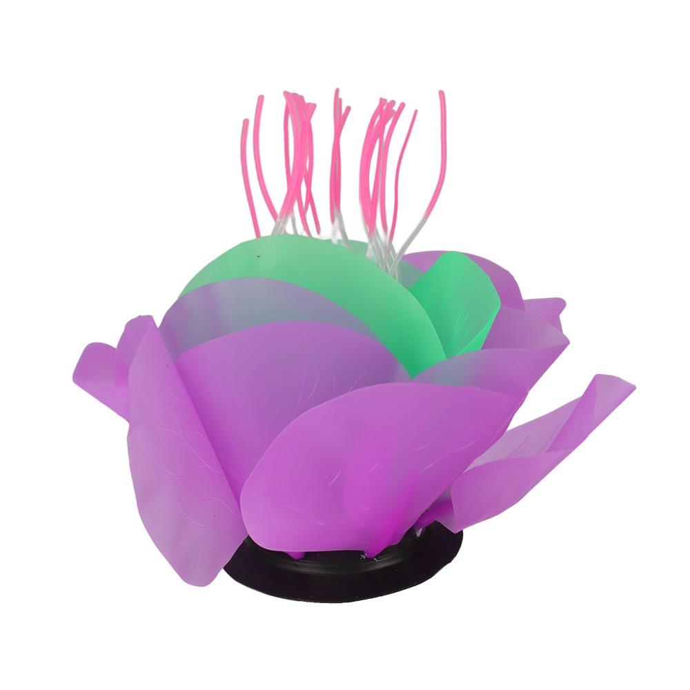 Silicone Fish Tank Ornaments Soft Silica Gel Moves Naturally Glowing Lotus Decoration Glow Dark Aquarium Decoration Fish Tank