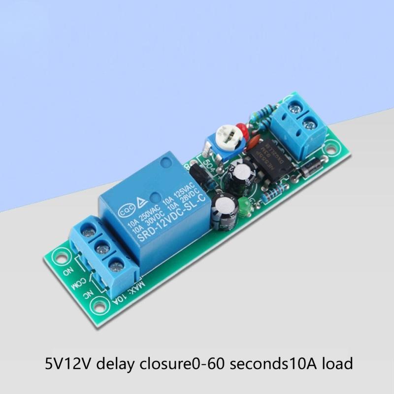 Easy Wiring Adjustable Time Delay Relaying Module 5V/12V Control Voltages Monostable Operation Up To 60Second Ranges