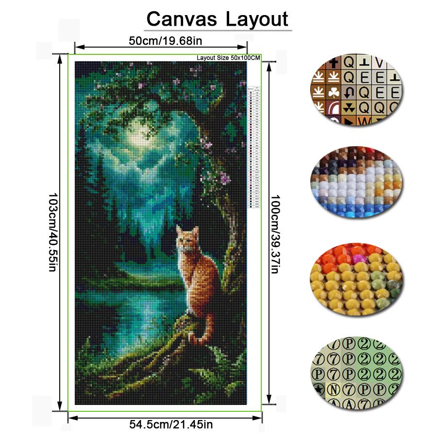 Forest River Cat Large Size Diamond Painting Scenery Animals Diy Full Square Round Drill Rhinestone Embroidery Mosaic Cross Stitch Kits