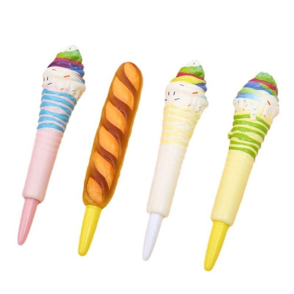 Ice Cream Cute Soft Gel Pen Signature Squeeze Sensory Toy Pen Funny Pinch Bounce Pen Student