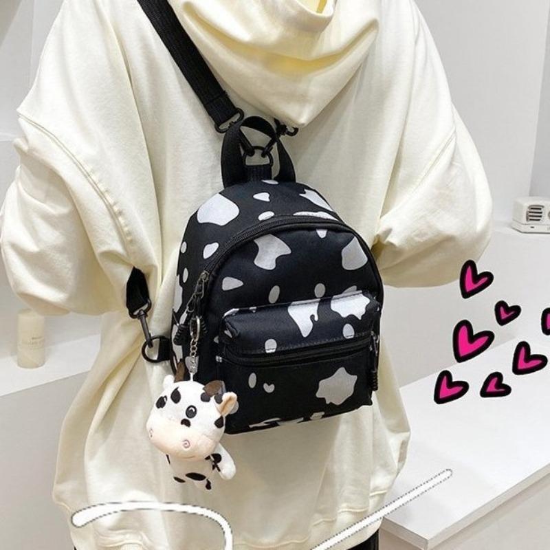 Bag Women's Bag New Double Shoulder Single Shoulder Multi-purpose Backpack Cow Pattern Backpack Outdoor Travel Messenger Bag