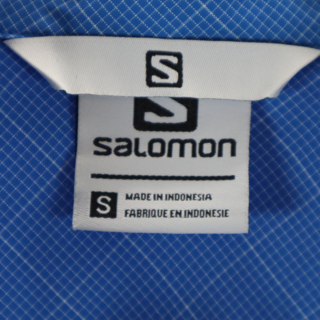 SALOMON Check Pattern Short sleeve shirt S Blue Men's Used
