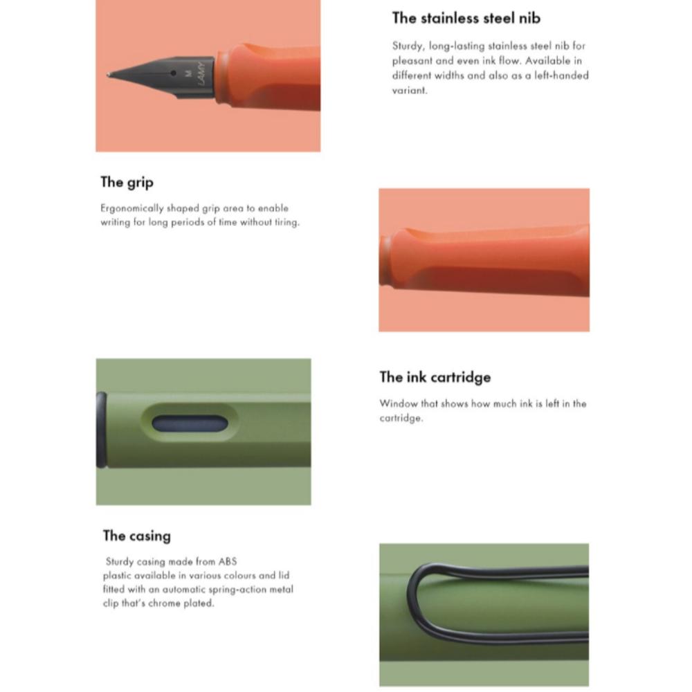 LAMY 2021 Safari Fountain Pen Limited Edition EF TerraRed/SabanaGreen