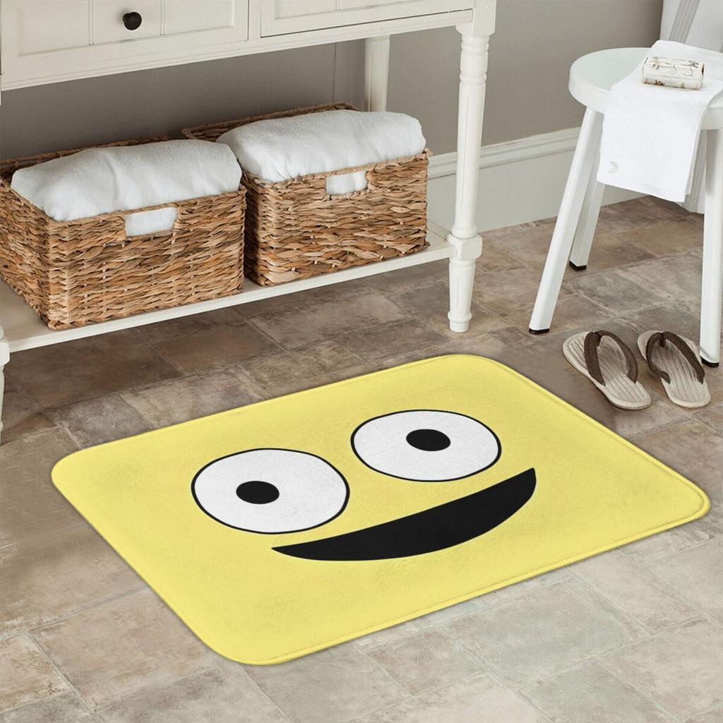 1pc Flannel Doormat, Outdoor Indoor Door Mat, Souvenir and Holiday Gift, Smiling Friend Logo Doormat, Rectangular Floor Mat