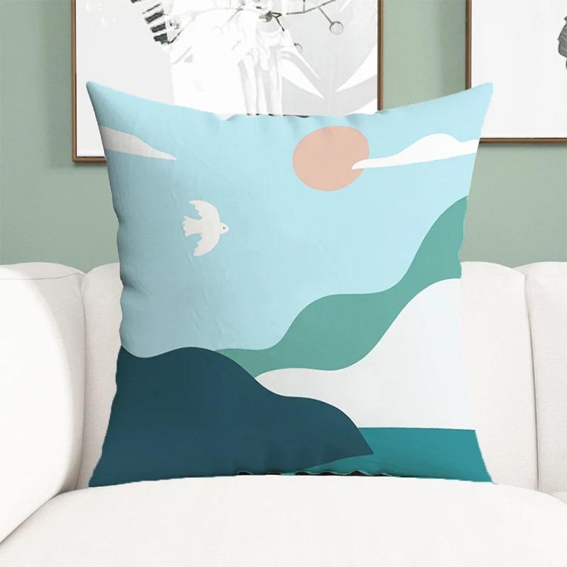 Office Living Room Home Pillowcase Simple Illustration Landscape Pattern Pillowcase Car Ornaments