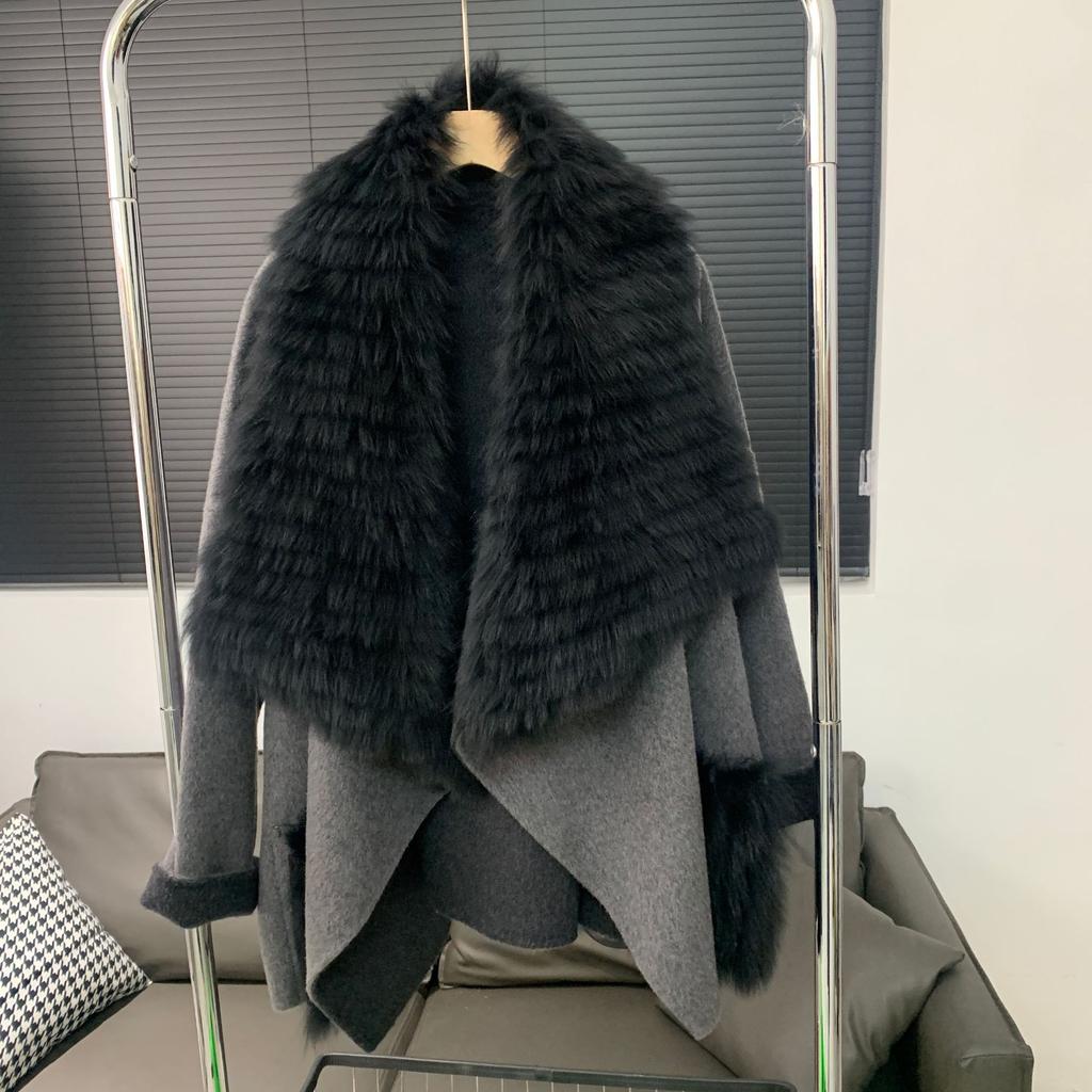 Nouă haină de blană pelerina mare guler de blană îmbrăcăminte scurtă