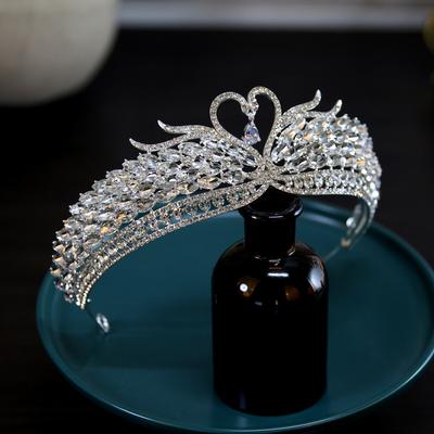 Koreańska Wykwintna Nowa Korona Ślubna Łabędź Panna Młoda Tiara Korona Tiara Akcesoria do Włosów Główne Akcesoria Ślubne