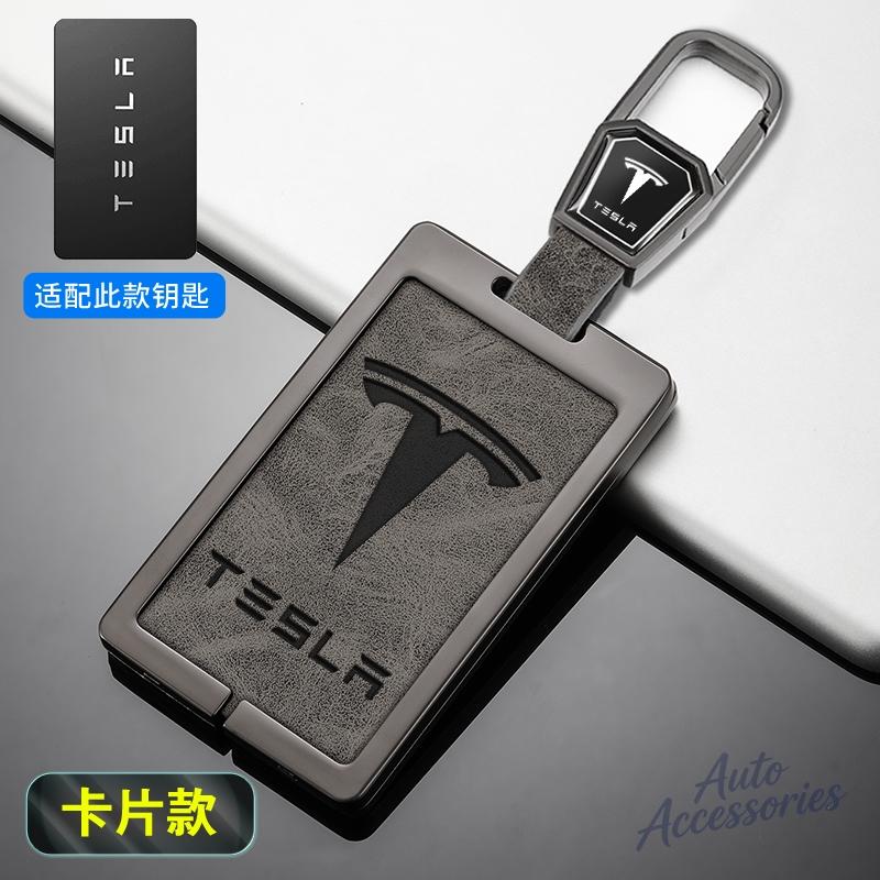 Leder Auto NFC Karten Schlüssel Etui Hülle Zinklegierung Schutzschale Schlüsselanhänger Für Tesla Model 3 Model Y Model S X Schlüsselanhänger Zubehör