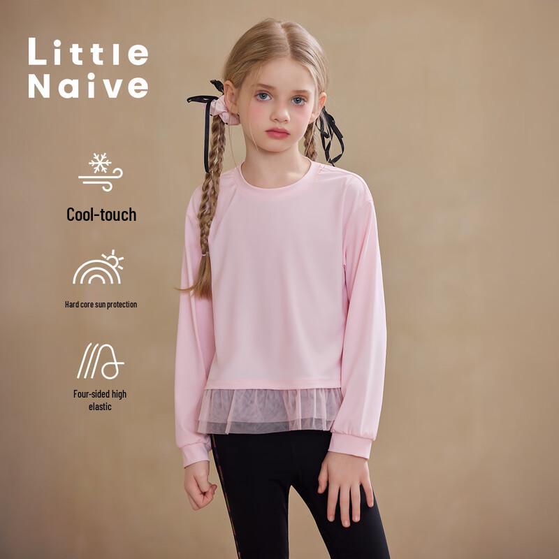 

Детская наивная футболка с рюшами, пэчворком, защитой от солнца, охлаждающая, с длинным рукавом 160