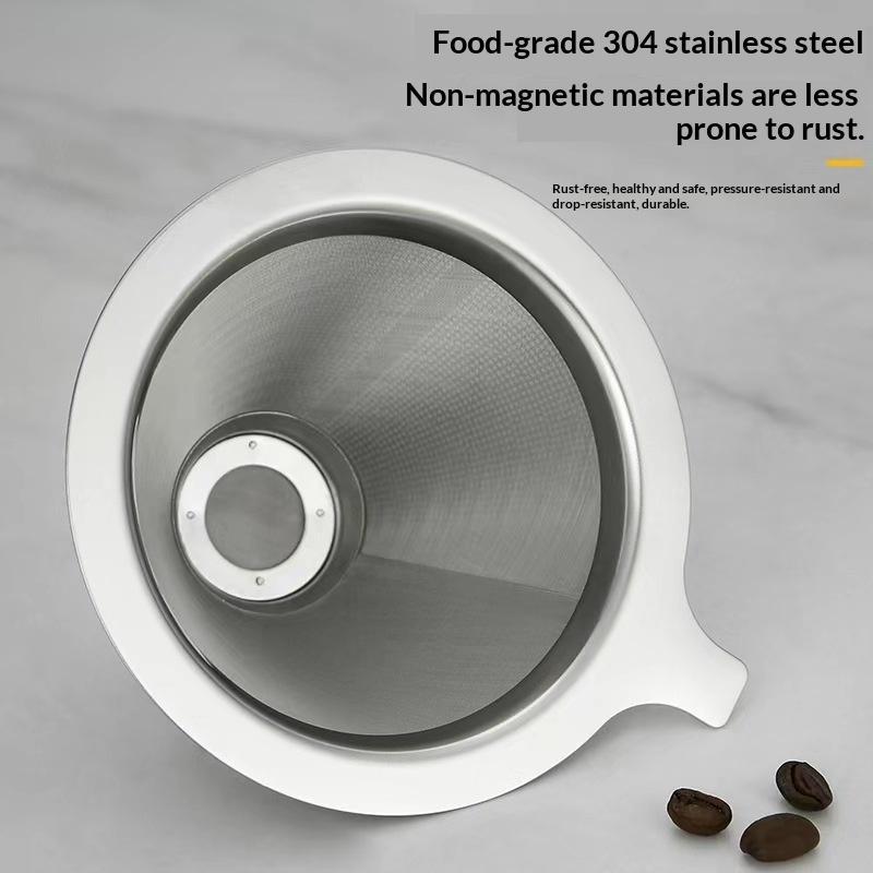 Reusable Stainless Steel Pour Over Coffee Filter Paperless Fits Single Multi Cup Brewing for Home Coffee Shop Use