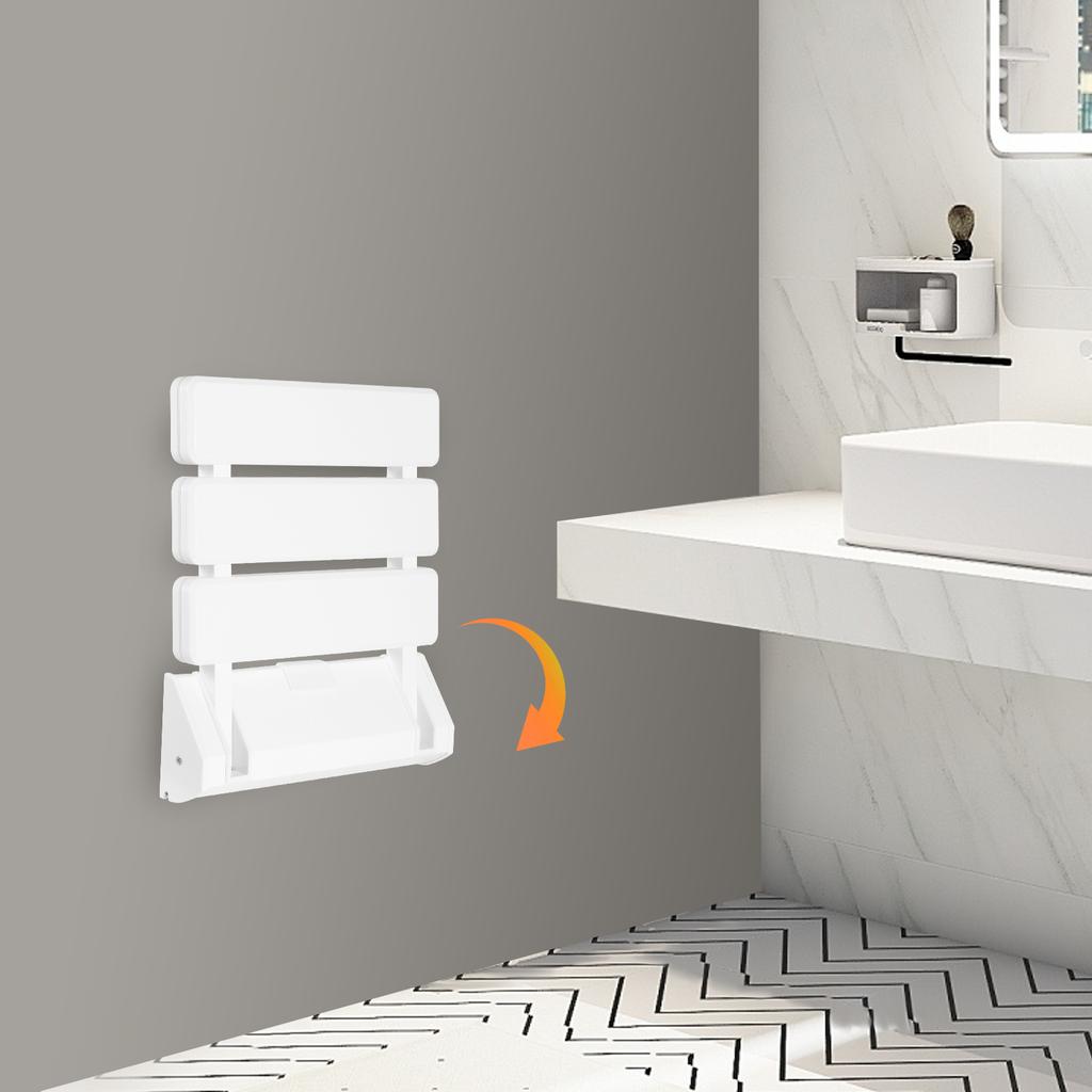 Wall Mounted White Foldable Shower Seat Anti Slip Shower Chair 130kg Used On The Walls Of Bathrooms, Shower Rooms, Porches
