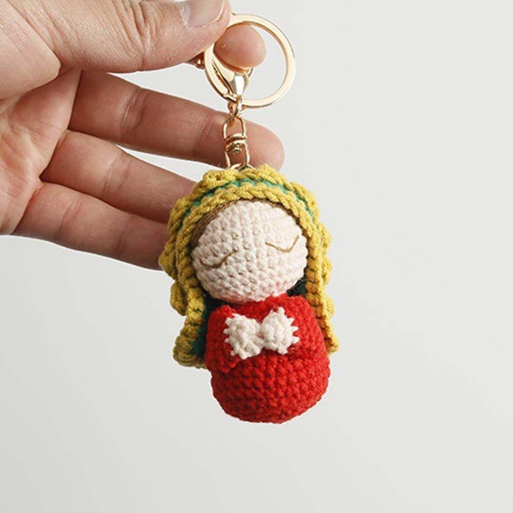 Handmaking Knitted Flowers Woven Doll Knitted Doll Friends Gift Crochet Keyrings  Women Girls