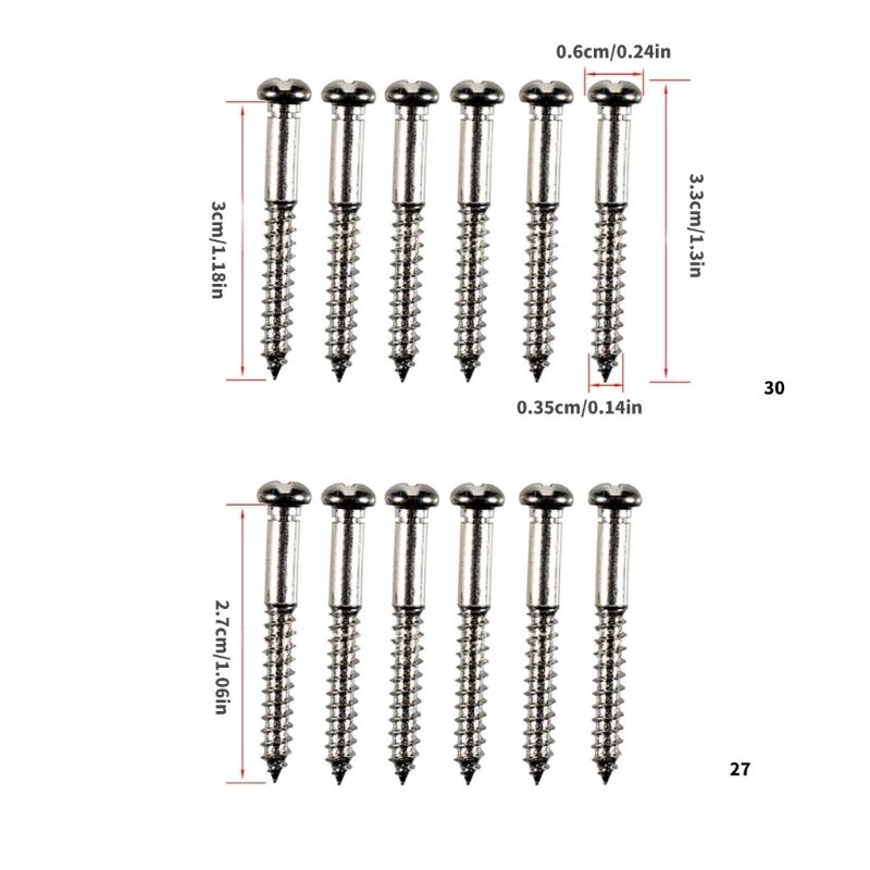12pack Anti Rusts Guitar Bridge Screw Stainless Steel Guitar String Lock Screws for Quick Installation