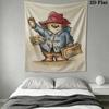 Paddington Bear Wall Tapestry Aesthetic Wall Hanging Printed Fabric Blanket Decorative Tapestries for Bedroom Living Room Home Decor
