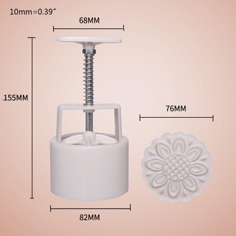Mooncake Barrel Mold with 6pcs Flower Stamps Hand Press Moon Cake Pastry Mould DIY Bakeware Mid-autumn Festival