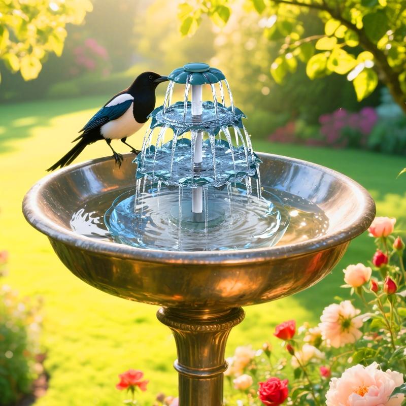 1pc Solar Fountain Pump,Three-Layer Solar Bird Bath Fountain,Easy To Install,For Indoor And Outdoor Garden Villa Water Scenery