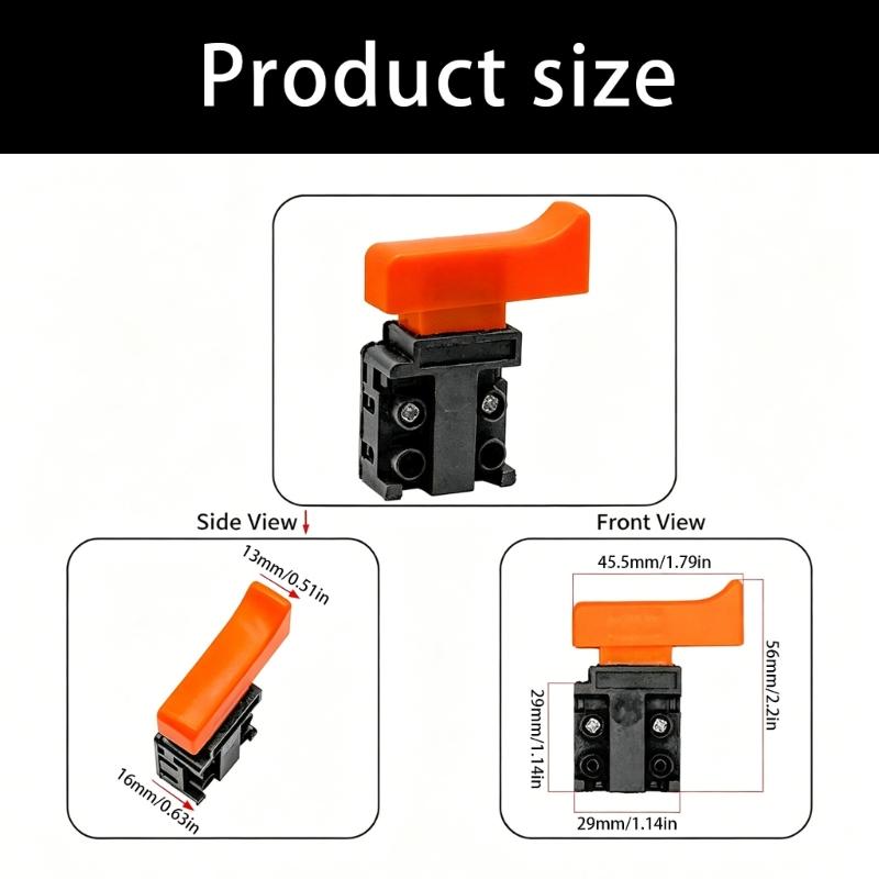 Long Cap Power Tool Control Replacement Part, Black Orange Press Component, Plastic Housing, 2 Pack Spare for Drill Service Work and Storage