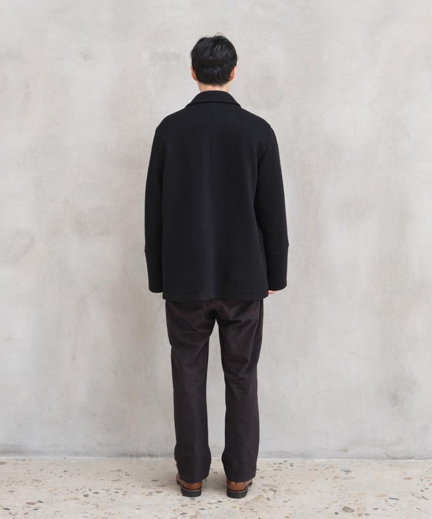HORLISUN Idaho Snap Button Wool Half Coat Black