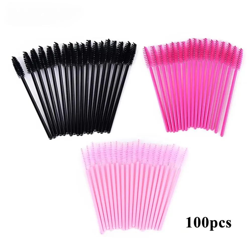 100Pcs Lash Eyebrow Brush Extension Brushes Mascara Applicator Wand Disposable Micro Eyelash Comb Brush SpoolersMakeup Kit lash