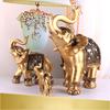1PC Golden Resin Elephant Statue Feng Shui Elegant Elephant Trunk Sculpture Lucky Wealth Figurine Crafts Ornaments Home Decor