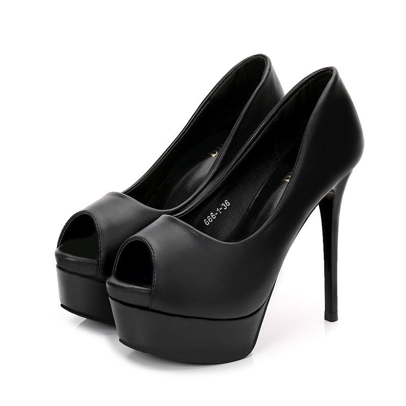 

Європейський та американський тренд Сексуальні туфлі на платформі з відкритим носком 666-1 37 чорний