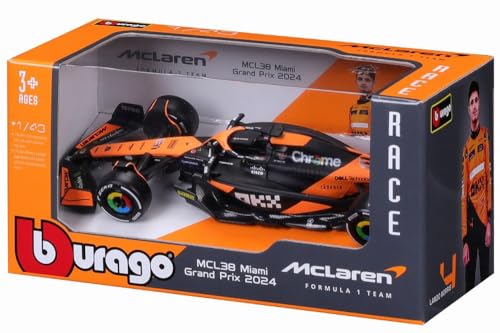 BURAGO 1/43 Scale Model Car: McLaren F1 Team MCL38 (2024) No.81 O. Piastri (Window Box) - Finished Model (BUR38214P)