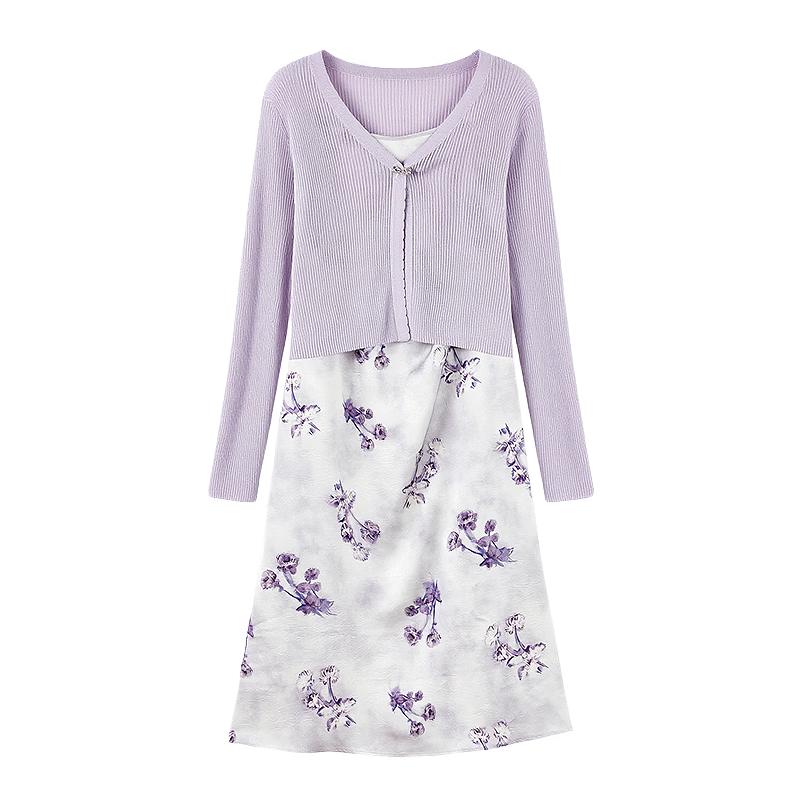 Women s Elegant Knit Ink Style Two-Piece Set S