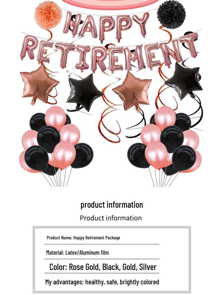 16-inch 'HAPPY RETIREMENT' Foil Balloon Set - Perfect for Cross-border Retirement Celebrations