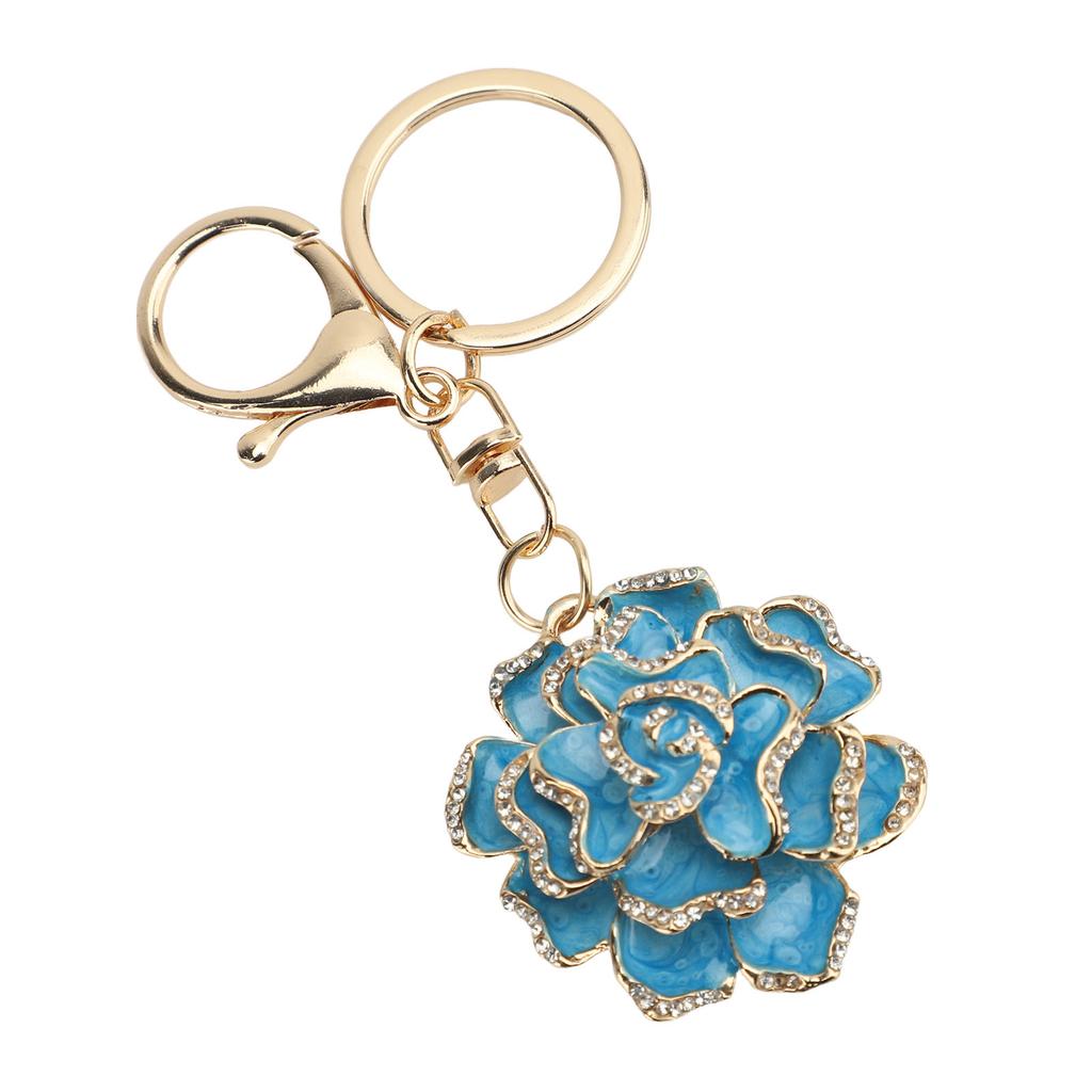Rose Shaped Keychain Beautiful Flower Pendant Key Rings Cute Backpack Hanging Decoration for