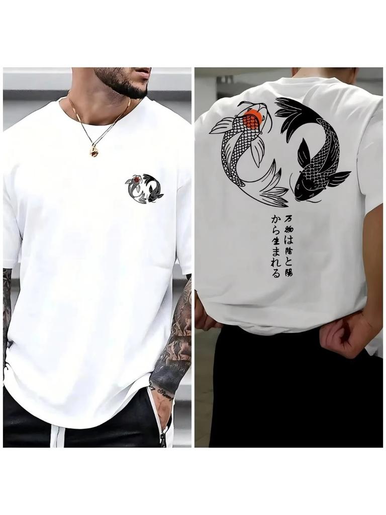 Koi Harajuku Men's T-shirt Summer Daily Outdoor Sports Street Casual Comfortable Short-sleeved