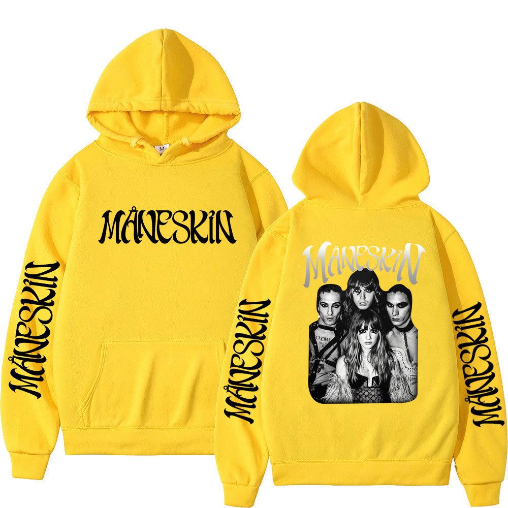Italienische Rockband Maneskin Hoodies Sänger Grafikdruck Sweatshirts für Fans Lässige Langarm Herren-/Damenbekleidung Kapuzenpullover