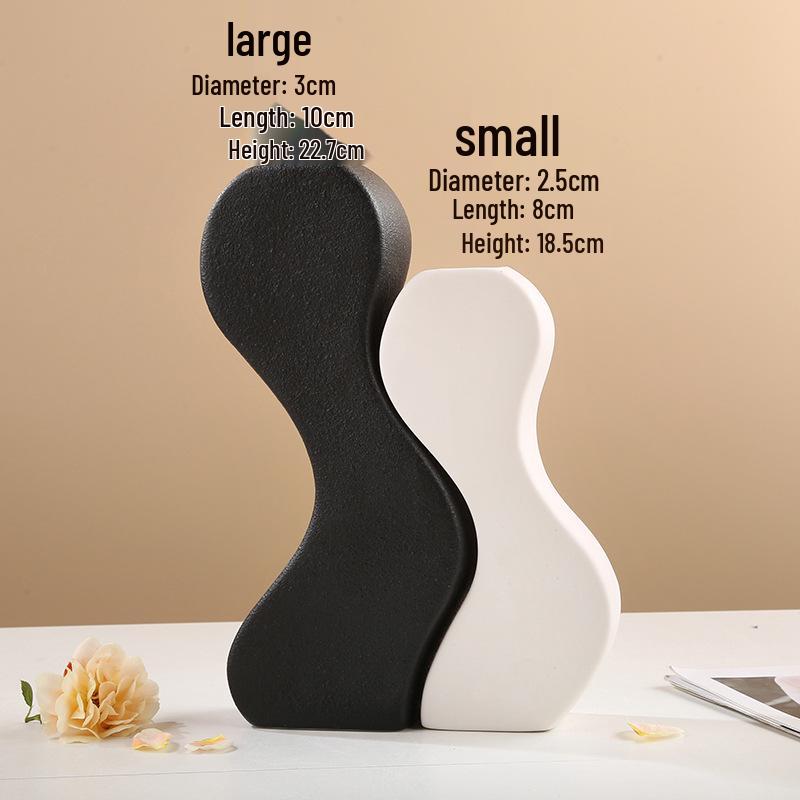 Sleek Black Geometric Ceramic Vase for Home Decor