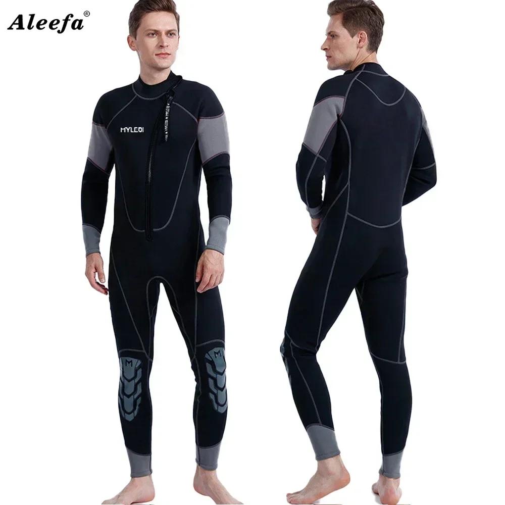 Men's 3mm Front Zipper Thermal Wetsuit - Scuba Diving Spearfishing  One-Piece Neoprene Suit, Fit Cold Water Swimwear for Men