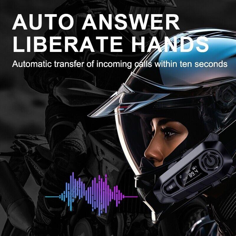 Motorcycle Helmet Headset Wireless Handfree Call Waterproof Bt 5.4 Moto Headphone With Fm Radio Large Led Display For Rider