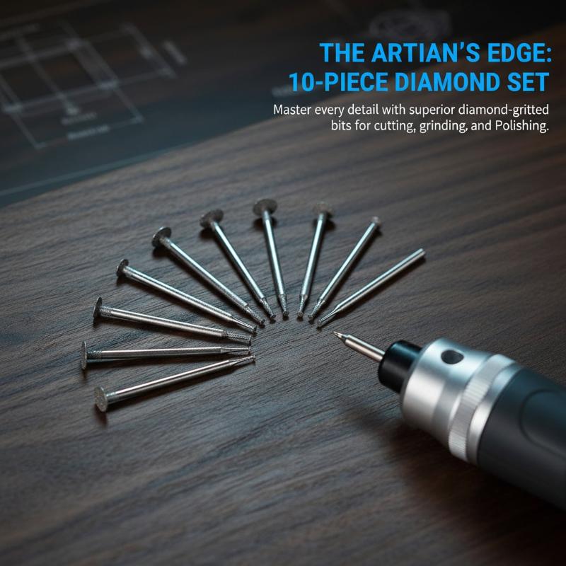 10PCS  Grinding Bit Set Ultra Thin T Head Shank Mounted Points for Rotary Tool Stone Glass Engraving Accessories