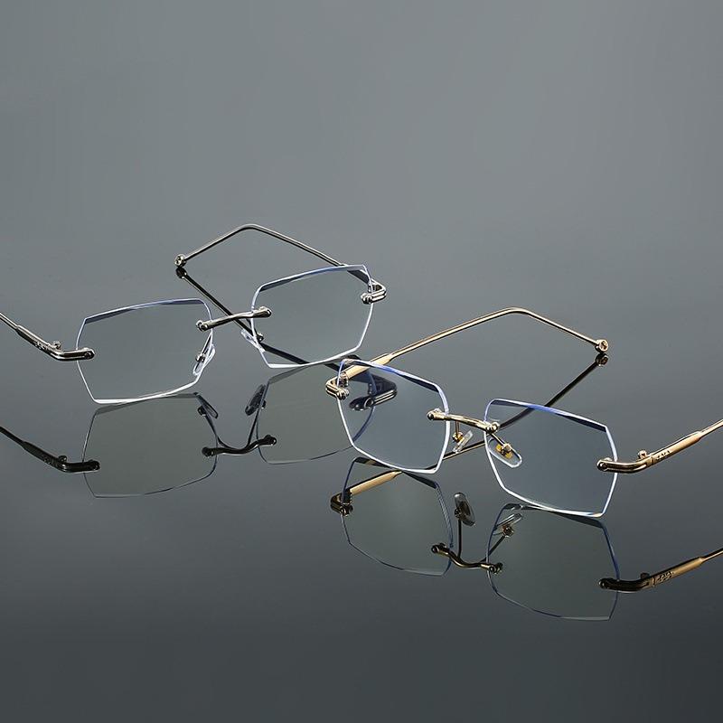 Alloy Rimless Diamond Cutting Man Glasses Frame Optical Prescription Eyeglasses Men Eyewear Fashion