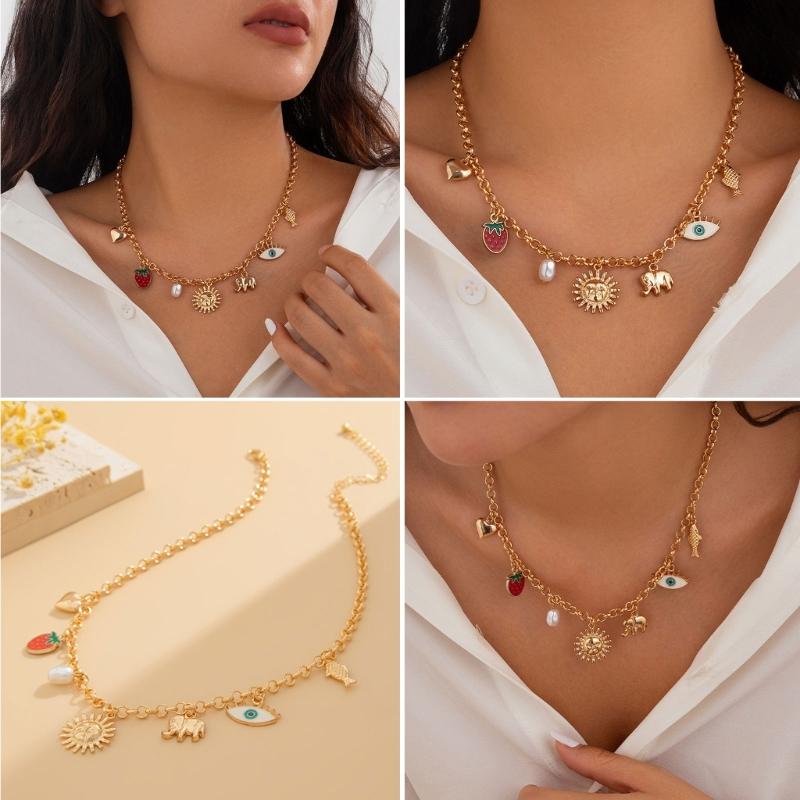 Stylish Gold Crosses Necklace for Women with Seashells Charm Decoration for Beach and Summer Fashion Statement Pieces