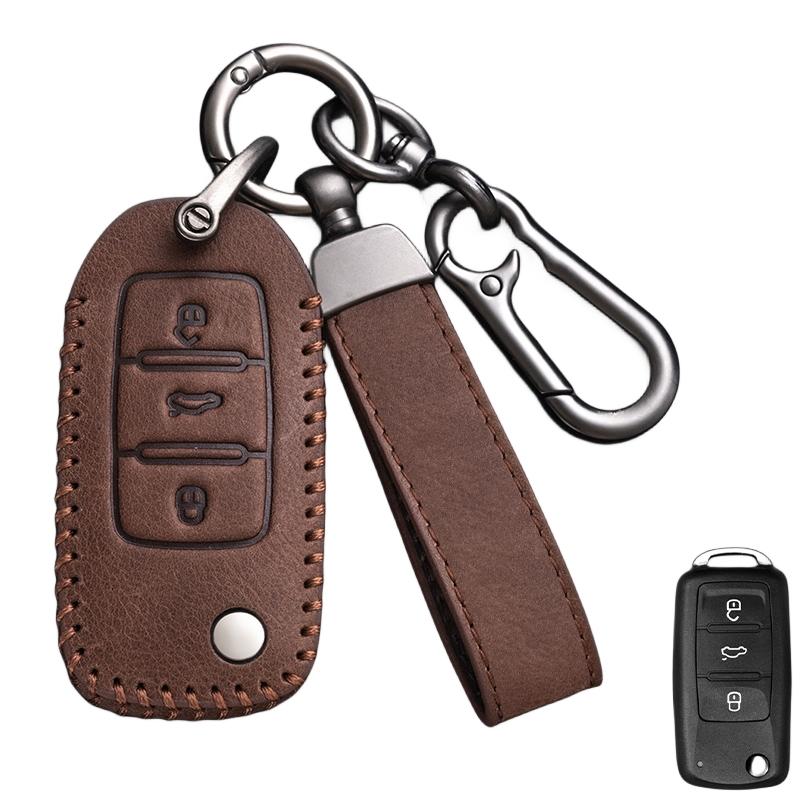 

Кожаный чехол для дистанционного ключа автомобиля, брелок для VW Volkswagen Passat CC Golf Santana Bora Polo LAVIDA Tayron Tharu Tiguan