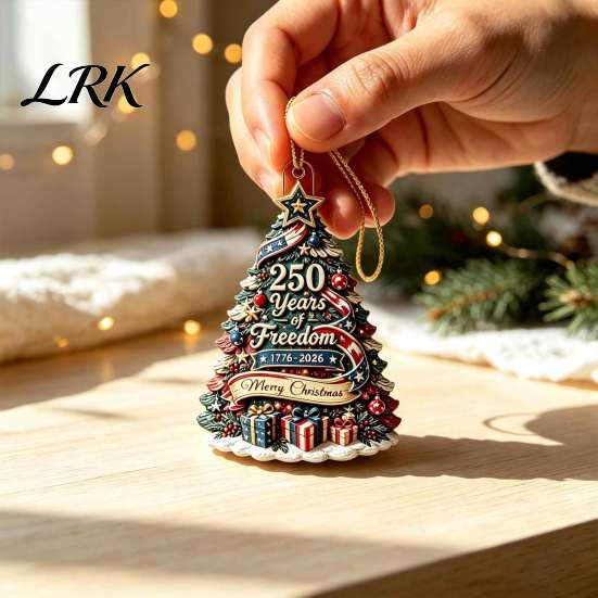 USA 250th Anniversary Commemorative Gifts Christmas Tree Pendant, Acrylic Memorial Hanging Ornament for American Patriotic Retro Flag Pendants