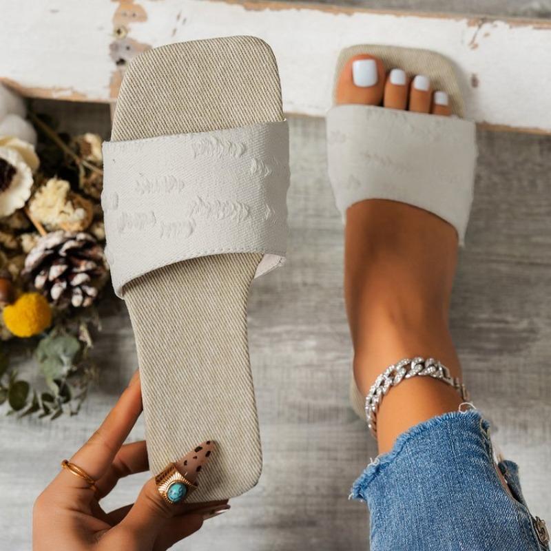 Fashion Denim Blue Summer Slippers Women Flat Luxury Outdoor Beach Flip Flops Female Sandals Trend Design Slides Shoes for Woman 2025