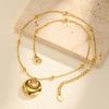 Modeschmuck, Edelstahl-Perlenkette Geometrischer Anhänger Goldene Halskette