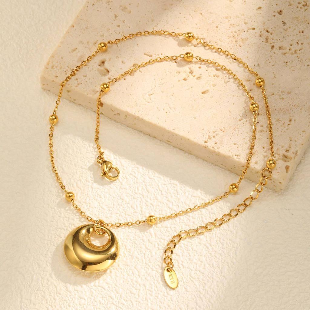 Modeschmuck, Edelstahl-Perlenkette Geometrischer Anhänger Goldene Halskette