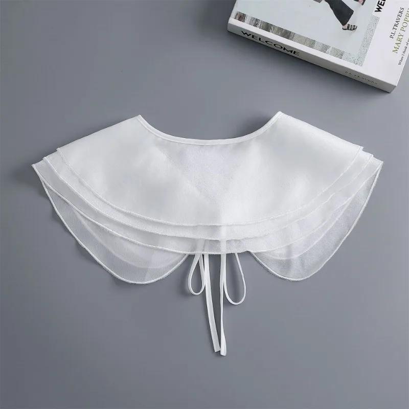 Perfect Match Soft Yarn Lace Small Shawl Fake Collar Women'S Summer White Thin Shirt Detachable False Collars Girls Dress Neck Decorative