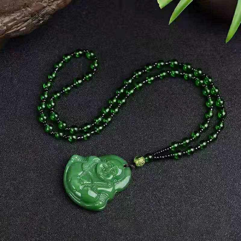 Green Jade Hand-Carved Fox Koi Hollow Jade Pendant Necklace Multicolor Chinese Amulet Women Man'S Lucky Jewelry Gift