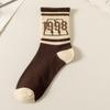 Female Spring and Autumn Retro Versatile Sports Basketball Anti Odor Student Mid Calf Socks