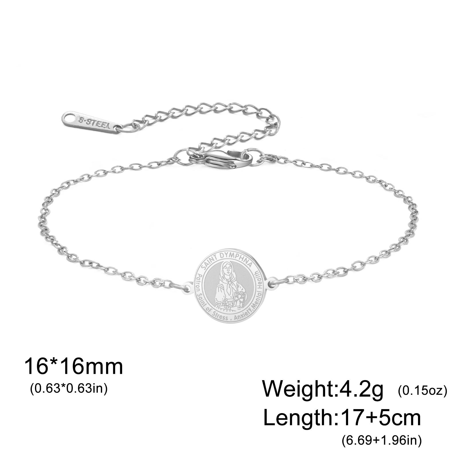 Lucktune Saint Dymphna Pendant Bracelets Stainless Steel Women s Hand Bracelets Irish Saint Christian Jewelry Catholic Gifts Adjustable
