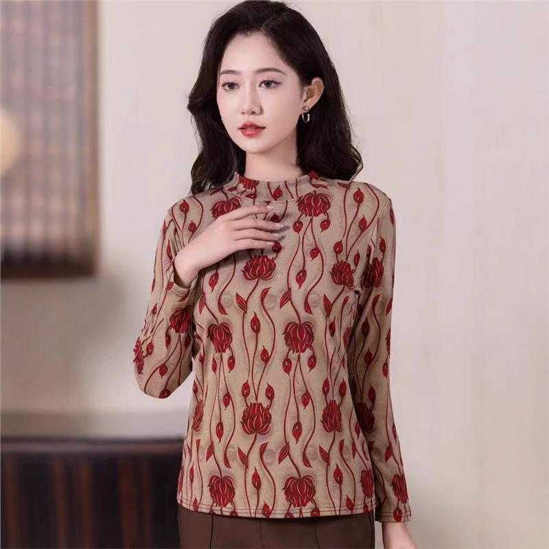 

Stylish Velvet Autumn Top for Middle-Aged and Elderly Women - Cozy Warm Base Layer 4XL