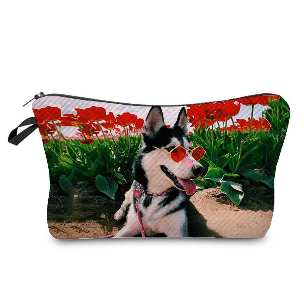 Women Dog Print Cosmetic Bag Toiletries Organize Travel Storage Case 6873