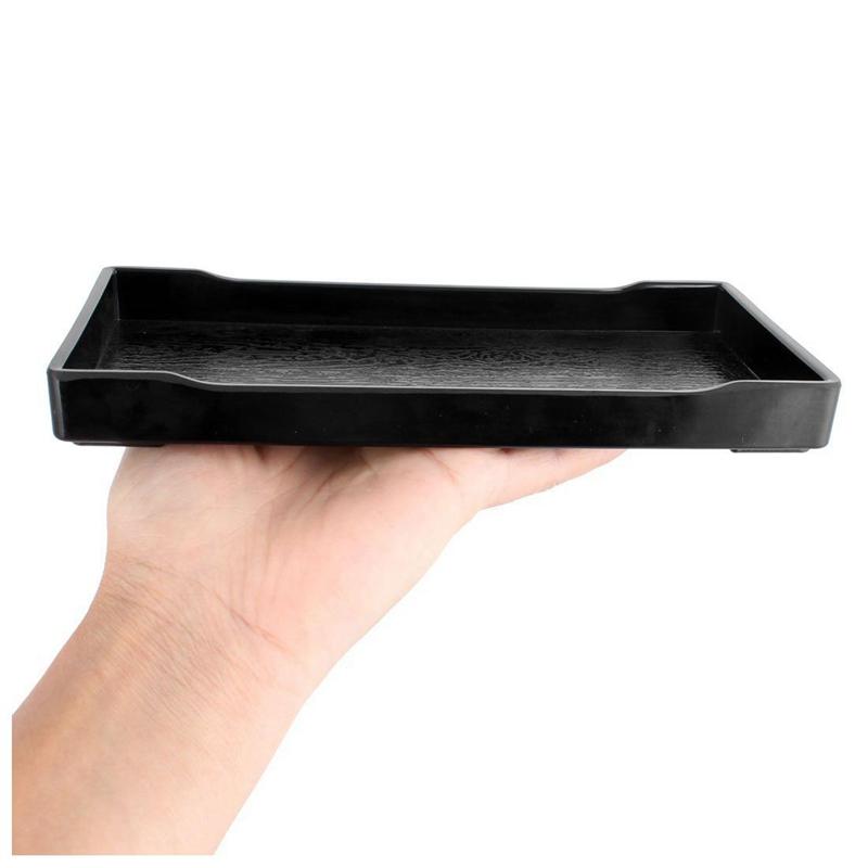 ABBY-4X Plastic Rectangular Design Lunch Food Tray Salver Black